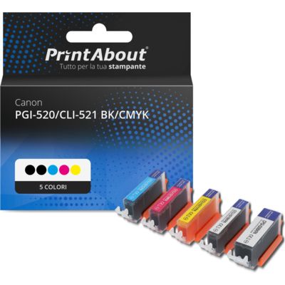 Cartuccia compatibile Canon PGI-520/CLI-521 BK/CMYK - 5 colori Multipack