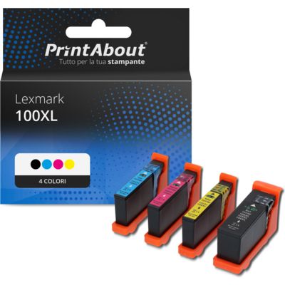 Cartuccia compatibile Lexmark 100XL (14N1068E) - 4 colori Alta capacità Multipack