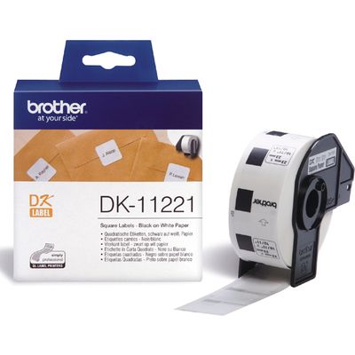 Etichetta Brother DK-11221 - Nero su bianco (23 mm x 23 mm)