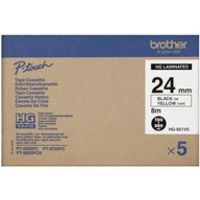 Nastro Brother HGe-651v5 - Nero su giallo (24 mm x 24 mm)