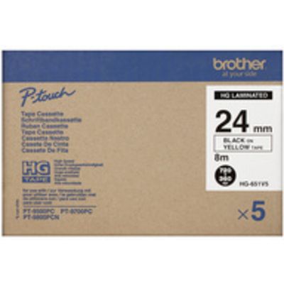 Nastro Brother HGe-651v5 - Nero su giallo (24 mm x 24 mm)