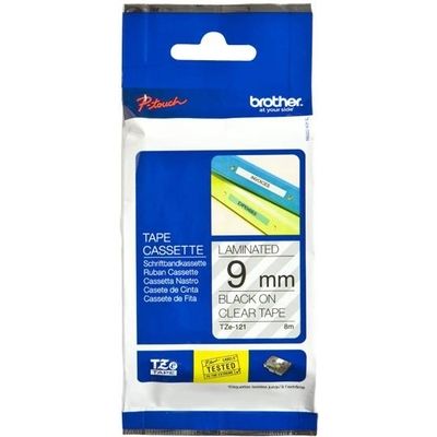 Nastro Brother TZe-121 - Nero su trasparente (9 mm)