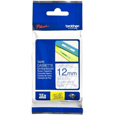 Nastro Brother TZe-133 - Blu su trasparente (12 mm)