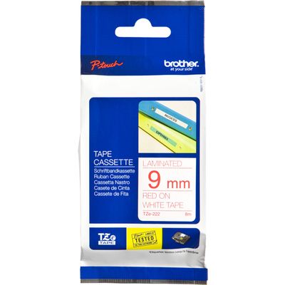 Nastro Brother TZe-222 - Rosso su bianco (9 mm)