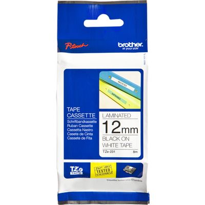 Nastro Brother TZe-231 - Nero su bianco (12 mm)