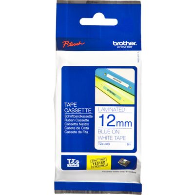 Nastro Brother TZe-233 - Blu su bianco (12 mm)