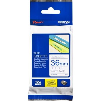 Nastro Brother TZe-263 - Blu su bianco (36 mm)