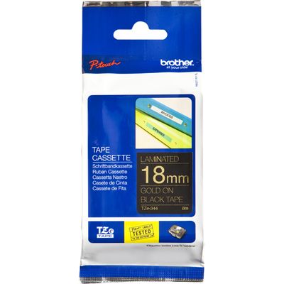 Nastro Brother TZe-344 - Oro su nero (18 mm)