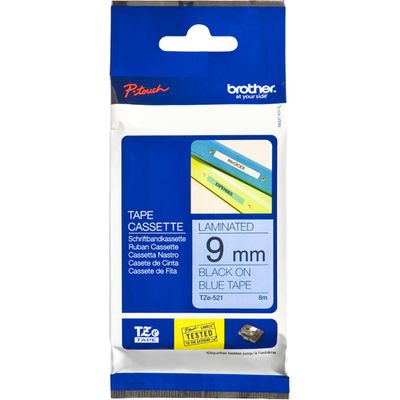 Nastro Brother TZe-521 - Nero su blu (9 mm)