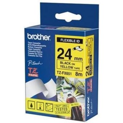 Nastro Brother TZe-FX651 - Nero su giallo (24 mm x 24 mm)