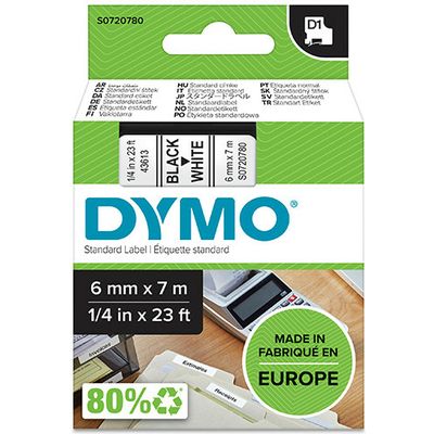 Nastro Dymo 43613 (S0720780) - Nero su bianco (6 mm)