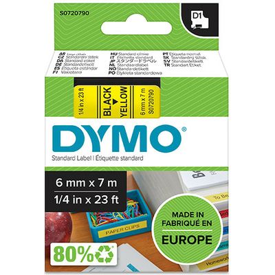 Nastro Dymo 43618 (S0720790) - Nero su giallo (6 mm)
