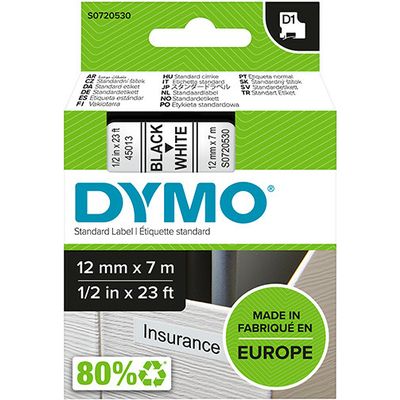 Nastro Dymo 45013 (S0720530) - Nero su bianco (12 mm)