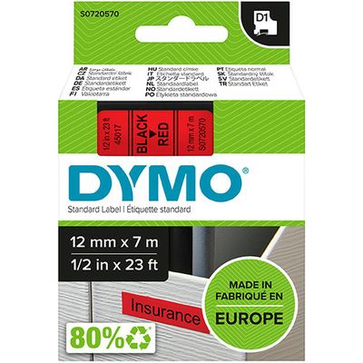 Nastro Dymo 45017 (S0720570) - Nero su rosso (12 mm)