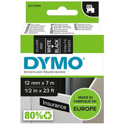 Nastro Dymo 45021 (S0720610) - Bianco su nero (12 mm)