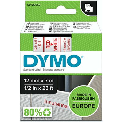 Nastro Dymo 45015 (S0720550) - Rosso su bianco (12 mm)