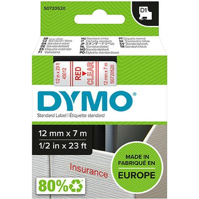 Nastro Dymo 45012 (S0720520) - Rosso su trasparente (12 mm)