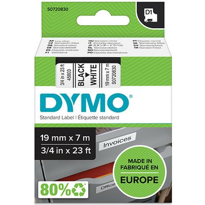 Nastro Dymo 45803 (S0720830) - Nero su bianco (19 mm)