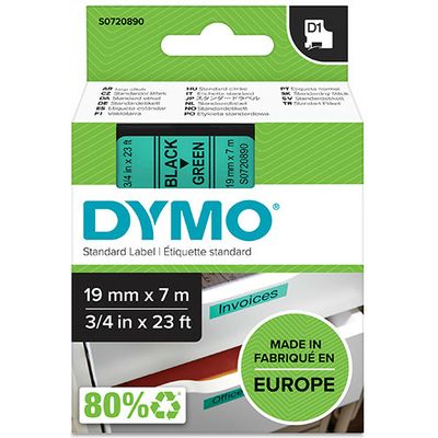 Nastro Dymo 45809 (S0720890) - Nero su verde (19 mm)