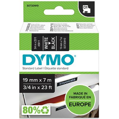 Nastro Dymo 45811 (S0720910) - Bianco su nero (19 mm)