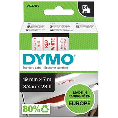 Nastro Dymo 45805 (S0720850) - Rosso su bianco (19 mm)