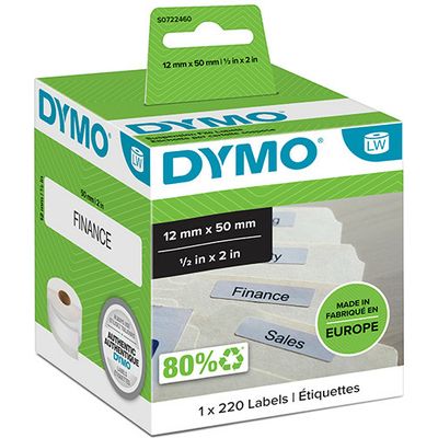 Etichetta Dymo 99017 (S0722460) - Nero su bianco (12 mm x 50 mm)