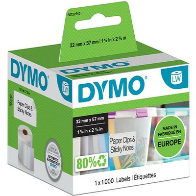 Etichetta Dymo 11354 (S0722540) - Nero su bianco (57 mm x 32 mm)