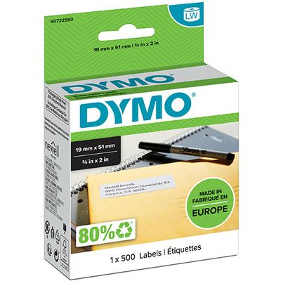Etichetta Dymo 11355 (S0722550) - Nero su bianco (19 mm x 51 mm)
