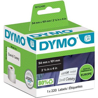 Etichetta Dymo 99014 (S0722430) - Nero su bianco (54 mm x 101 mm)