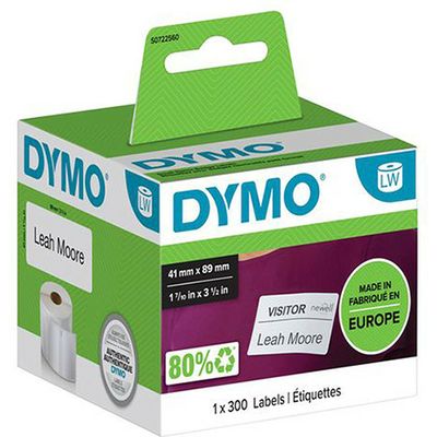 Etichetta Dymo 11356 (S0722560) - Nero su bianco (41 mm x 89 mm)