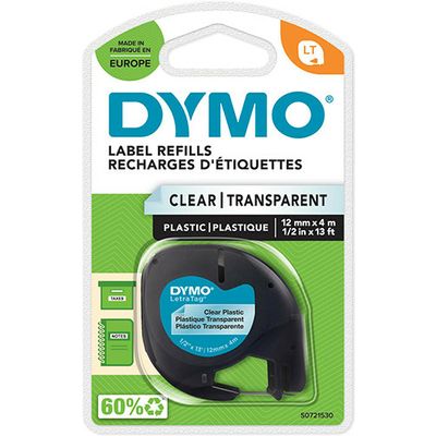 Nastro Dymo 12267 (S0721530) - Nero su trasparente (12 mm)