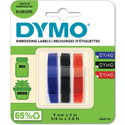 Nastro Dymo S0847750 - Bianco su nero/rosso/blu (9 mm)