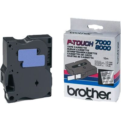 Nastro Brother TX-151 - Nero su trasparente (24 mm x 24 mm)