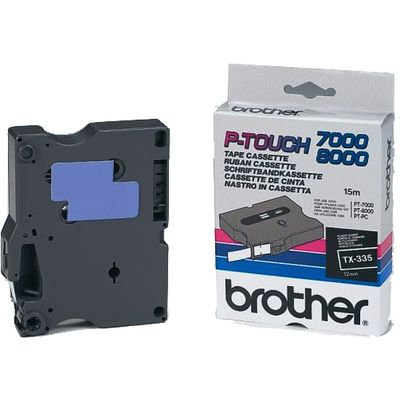 Nastro Brother TX-335 - Nero su bianco (12 mm)