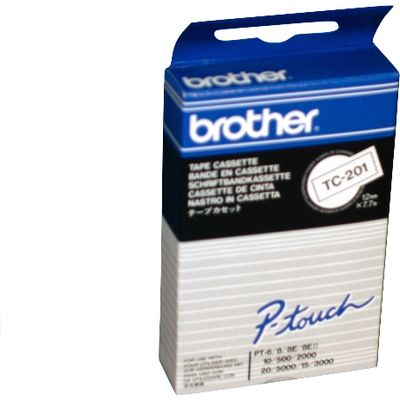 Nastro Brother TC-201 - Nero su bianco (12 mm)