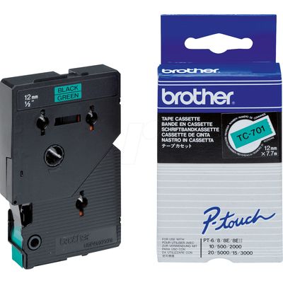 Nastro Brother TC-701 - Nero su verde (12 mm)