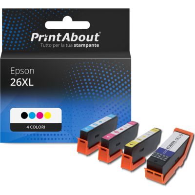 Cartuccia compatibile Epson 26XL (T2636)  - 4 colori ad alta capacità multipack