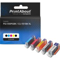 Cartuccia compatibile Canon PGI-550PGBK / CLI-551BK XL - 5 colori Alta capacità Multipack