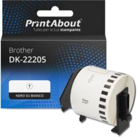 Etichetta compatibile Brother DK-22205 - Nero su bianco (62 mm)