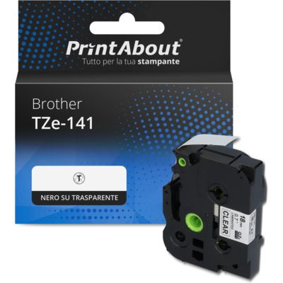 Nastro compatibile Brother TZe-141 - Nero su trasparente (18 mm)