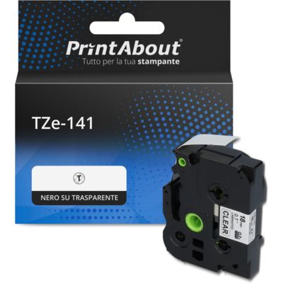 Nastro compatibile Brother TZe-141 - Nero su trasparente (18 mm)