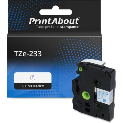 Nastro compatibile Brother TZe-233 - Blu su bianco (12 mm)