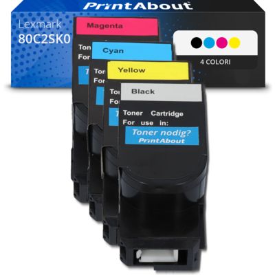 Toner compatibile Lexmark 80C2SK0 (802SK) - 4 colori Multipack