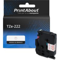 Nastro compatibile Brother TZe-222 - Rosso su bianco (9 mm)