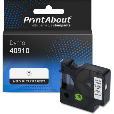 Nastro compatibile Dymo 40910 (S0720670) - Nero su trasparente (9 mm)