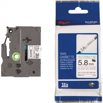 Nastro Brother HSE-211 - Nero su bianco (5,8 mm)