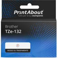 Nastro compatibile Brother TZe-132 - Rosso su trasparente (12 mm)