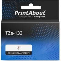 Nastro compatibile Brother TZe-132 - Rosso su trasparente (12 mm)