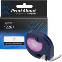 Nastro compatibile Dymo 12267 (S0721530) - Nero su trasparente (12 mm)