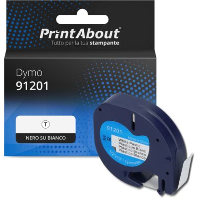 Nastro compatibile Dymo 91201 (S0721610) - Nero su bianco (12 mm)